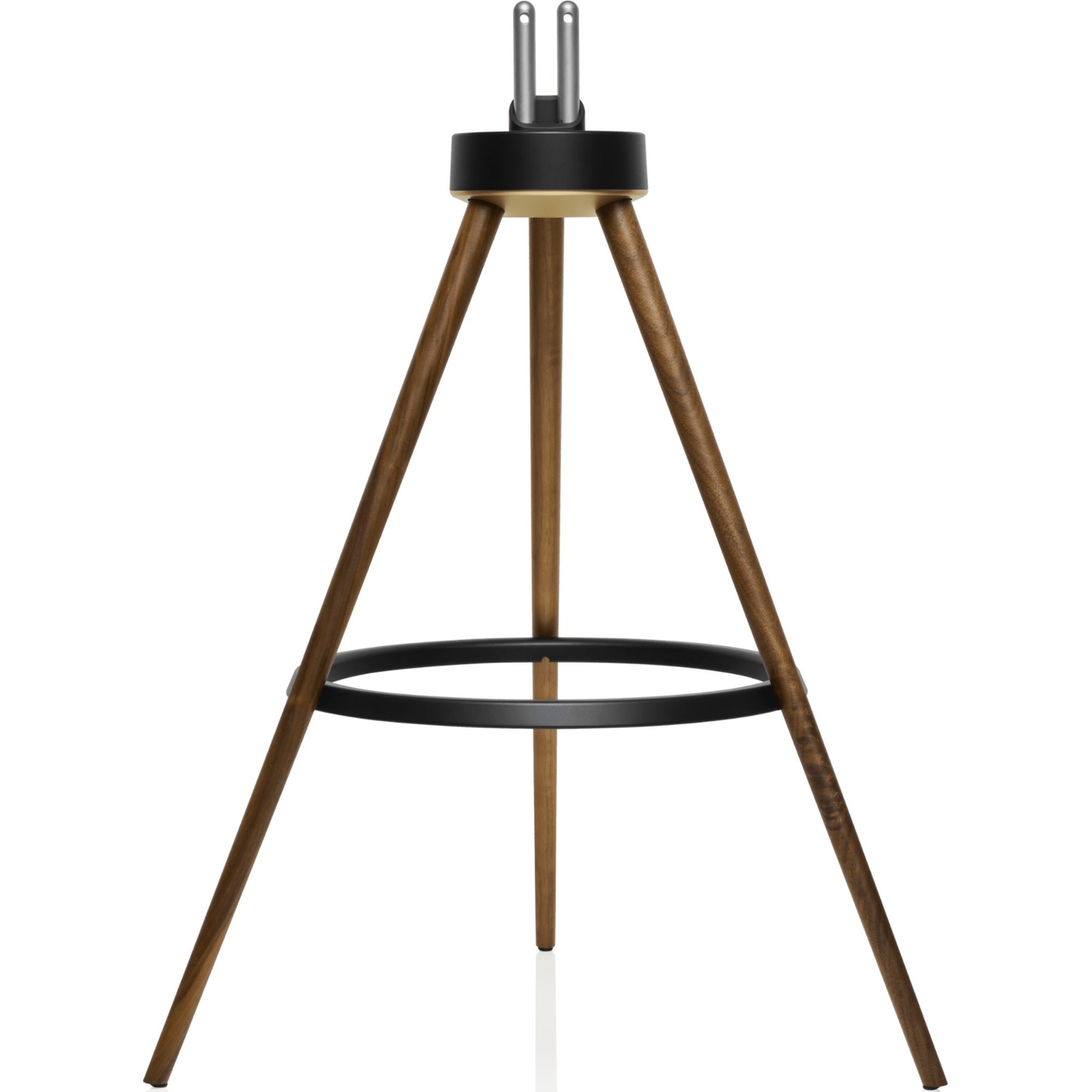 Marantz Horizon Tripod speaker stands in American Walnut finish, showcasing sleek wooden design for home audio setup.