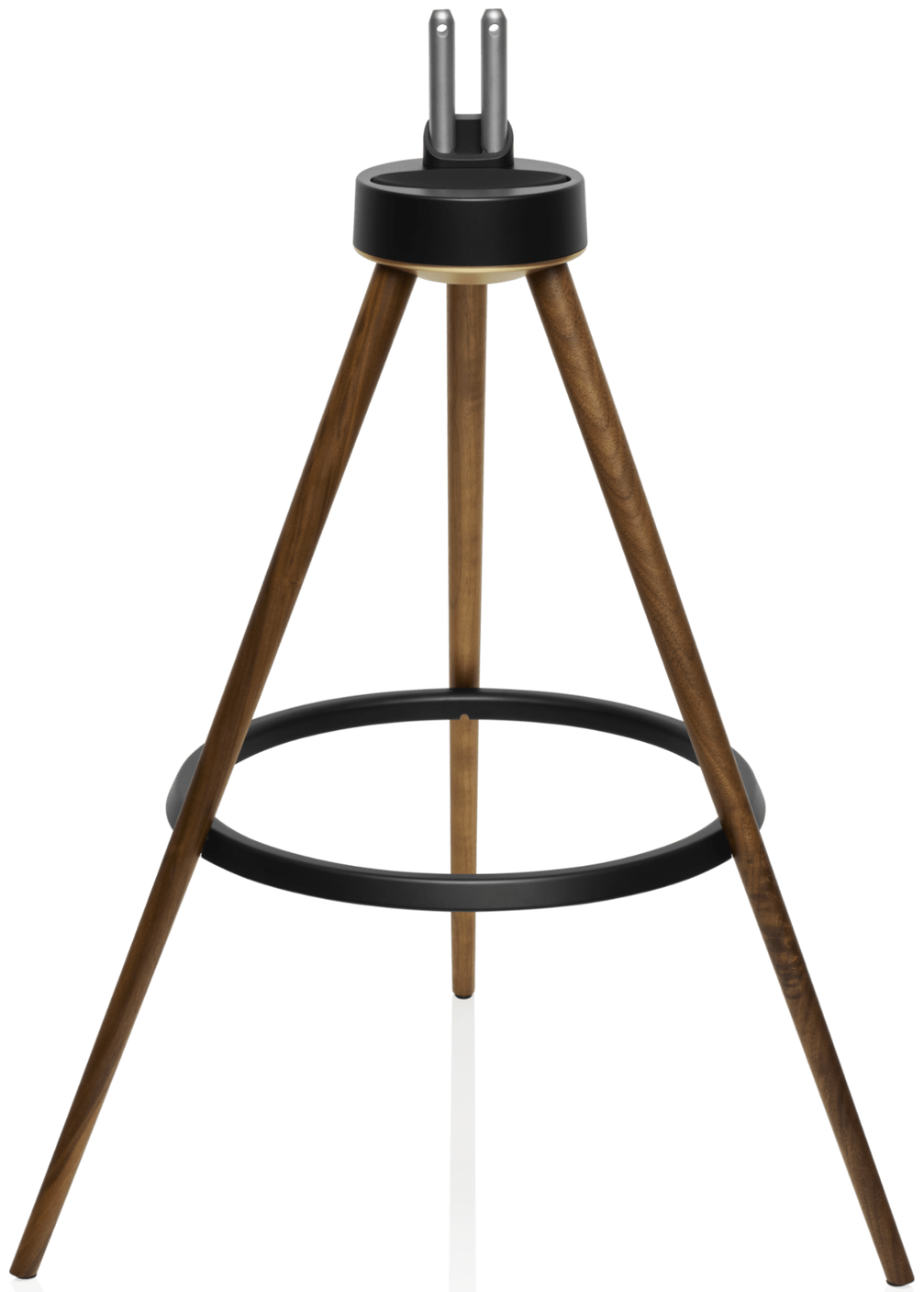 Marantz Horizon Tripod speaker stands in American Walnut with sleek, modern design and sturdy construction for optimal audio support.