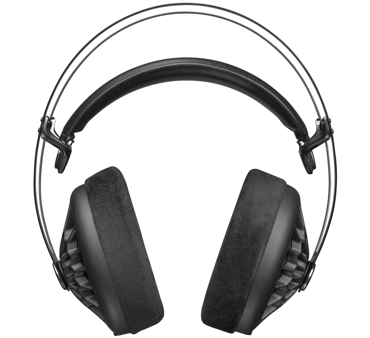 Wired Meze Audio 105 AER headphones with sleek design and over-ear cups, showing detailed ear cushions and headband.