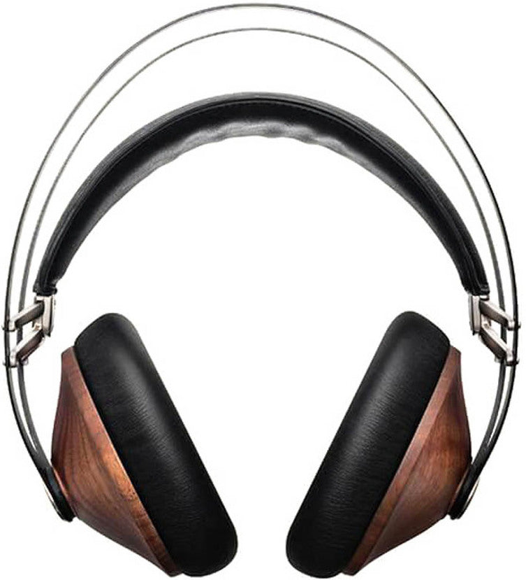 Meze Audio 99 Classics wired headphones with walnut and silver finish, showing the ear cups and headband.