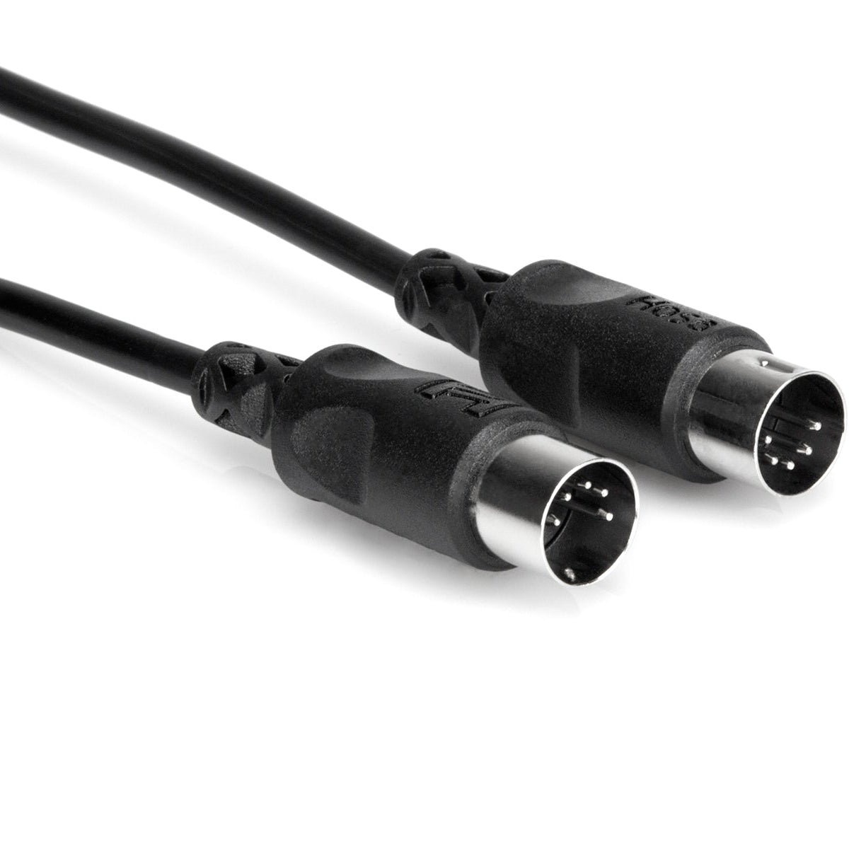 Hosa 1.5m MIDI cable with black connectors, ideal for connecting musical instruments and MIDI devices.