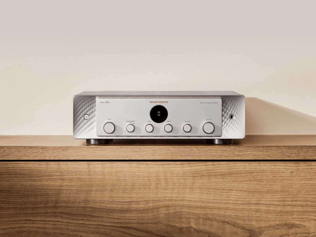 Marantz MODEL 60n stereo amplifier with sleek design and control knobs, showcasing high-quality audio equipment.