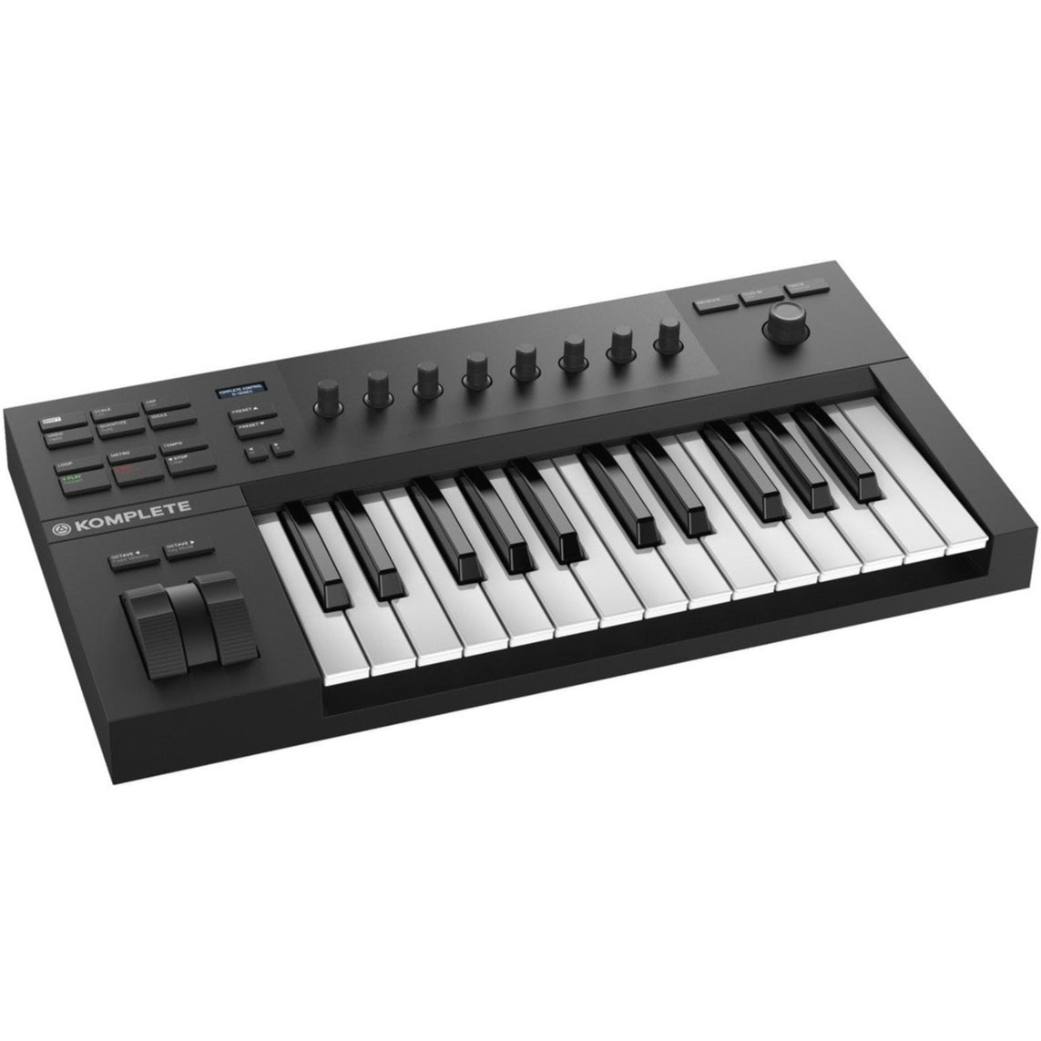Native Instruments Komplete Kontrol A25 MIDI keyboard controller, front view.
