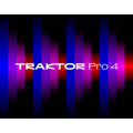 Native Instruments Traktor Pro 4 DJ software interface with waveform displays and control panels for professional mixing.