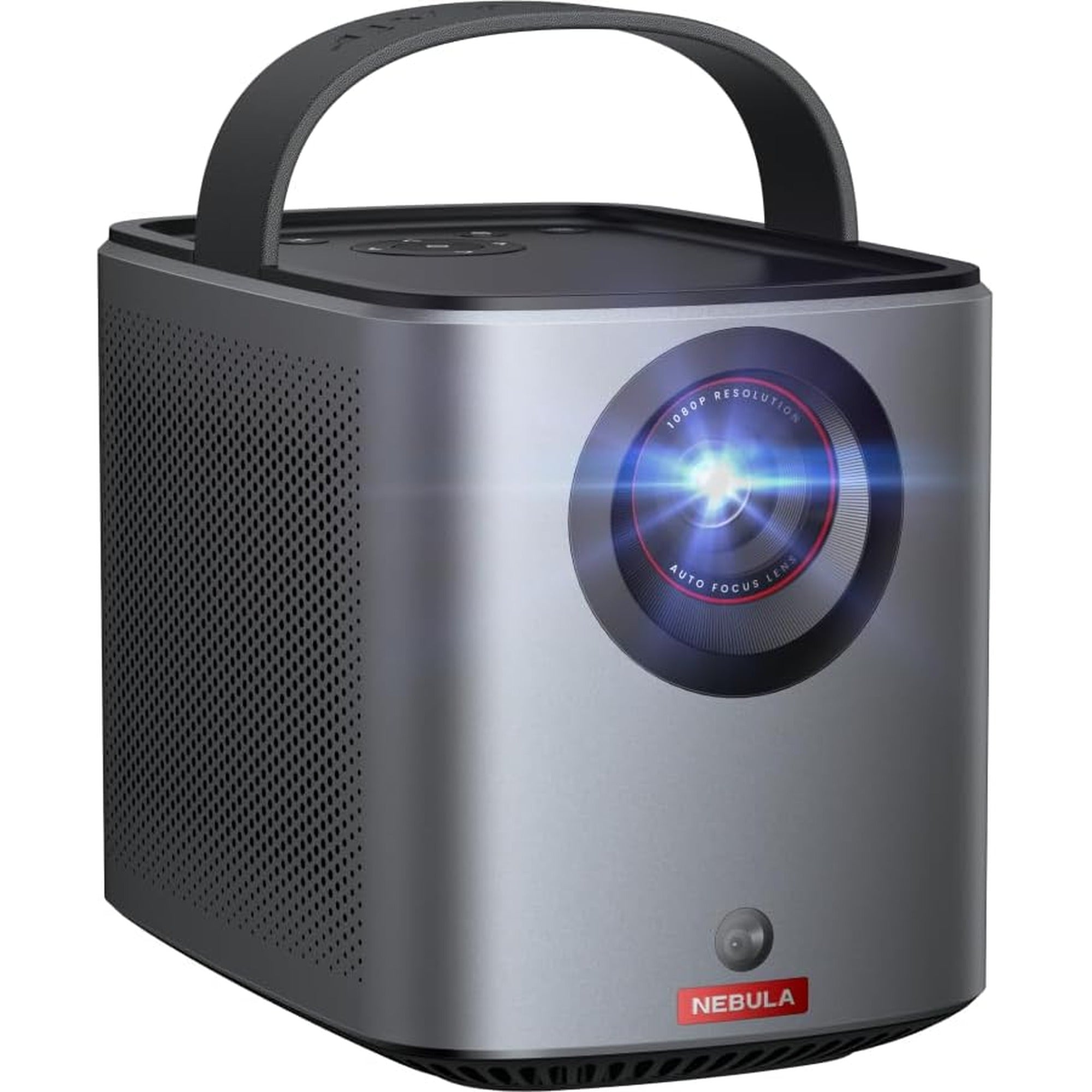 Nebula Mars 3 Air projector displaying a vibrant, colorful image on a wall, showcasing its compact design and high-quality projection.