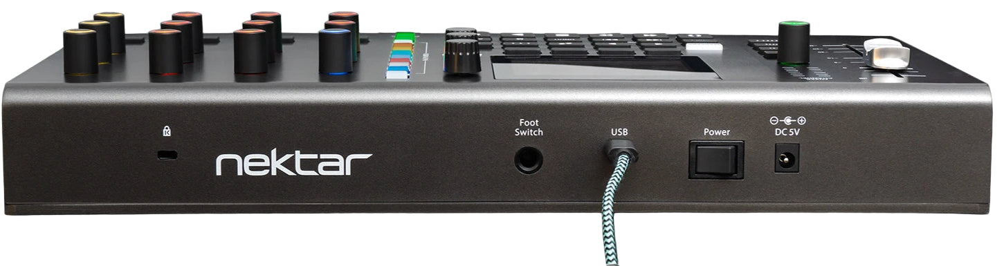 Nektar Panorama CS12 DAW controller with multiple knobs, faders, and control surface for music production.