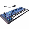 Novation MiniNova synthesizer with colorful controls and display, compact electronic music instrument for sound design and performance.