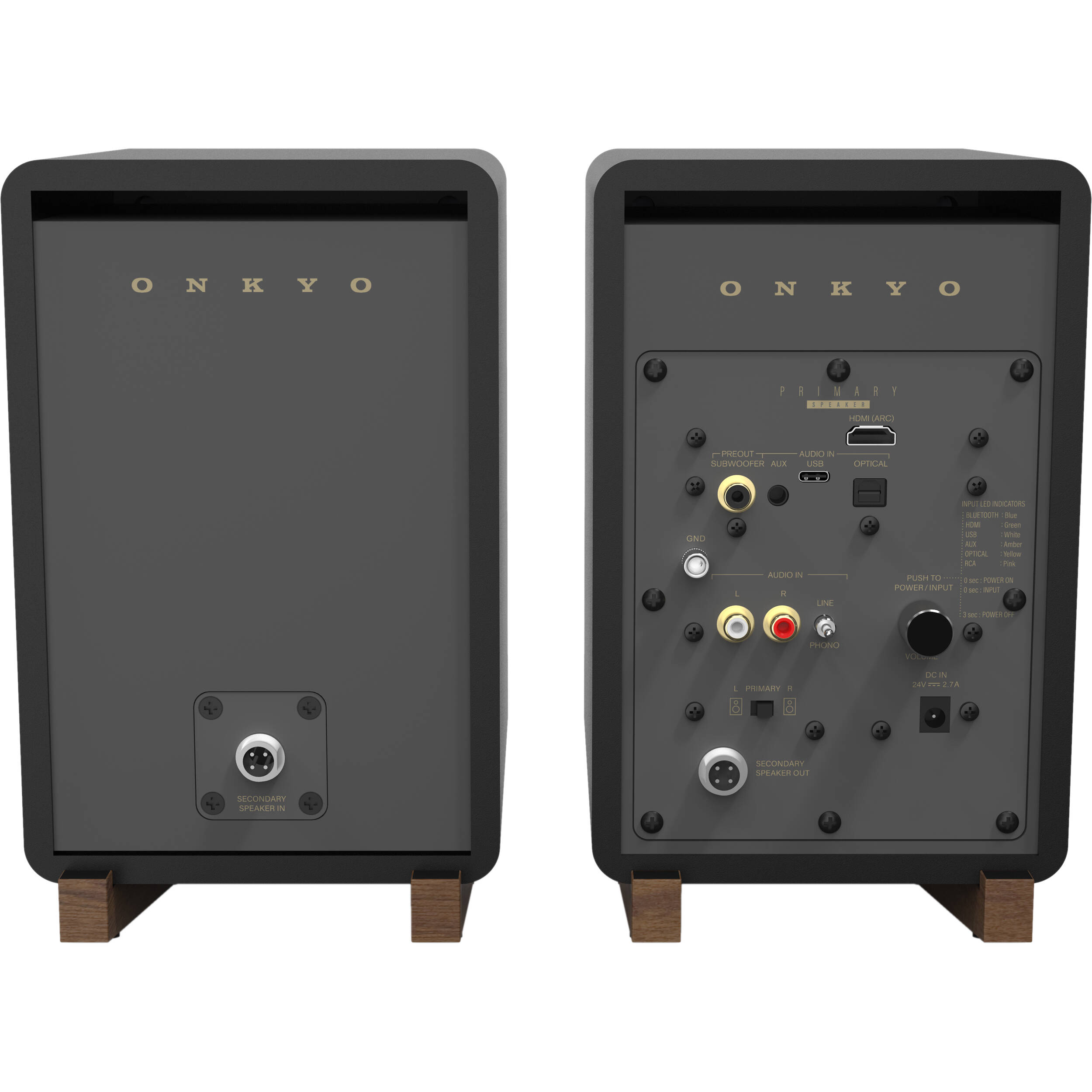 Onkyo GX-30ARC desktop speakers, in black, lifestyle setting