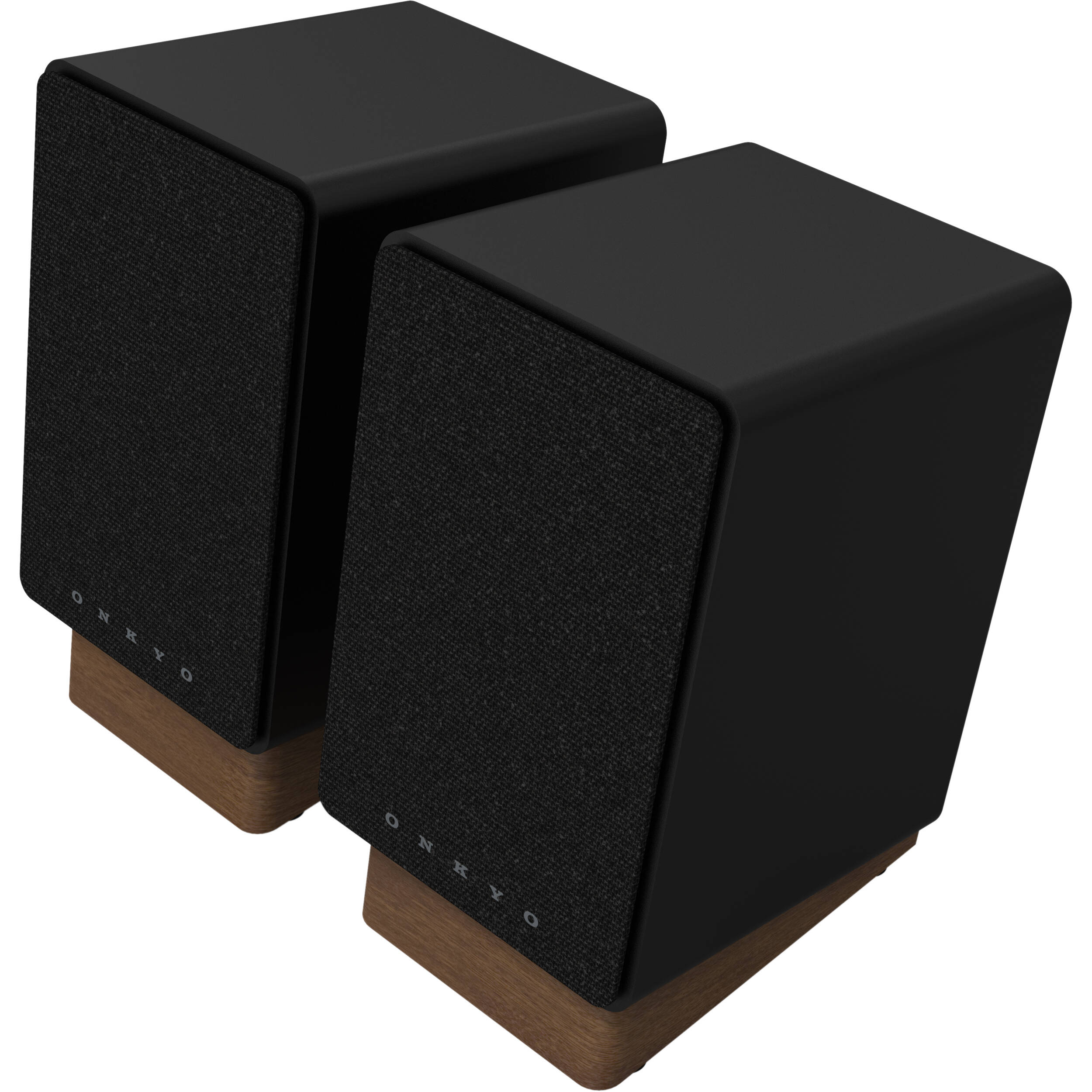 Onkyo GX-30ARC desktop speakers, in black, lifestyle setting