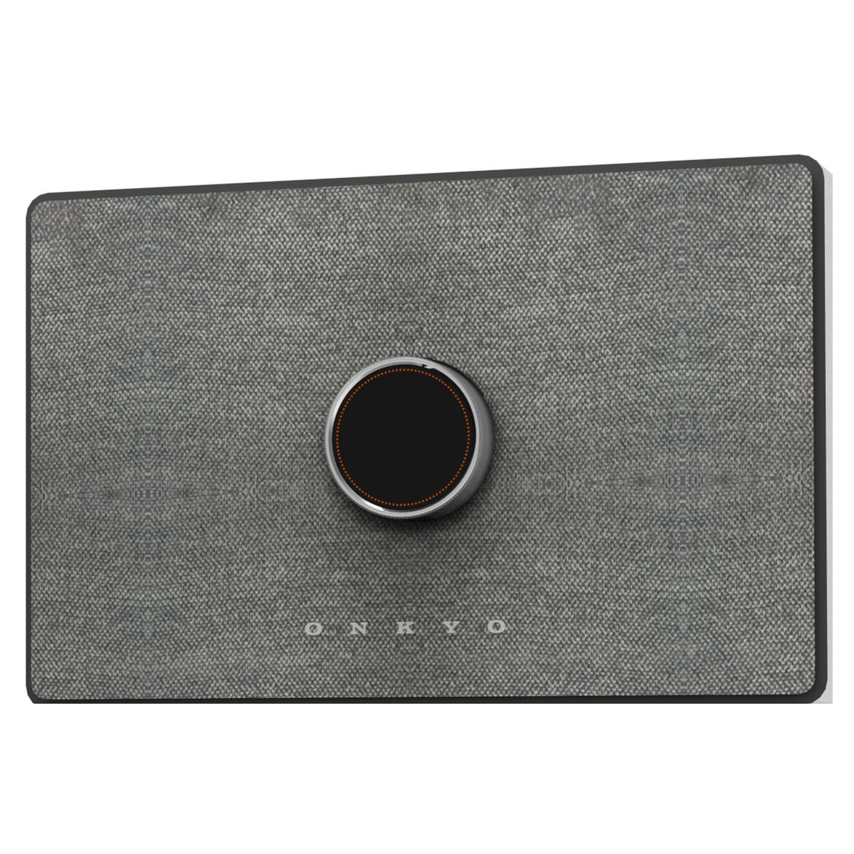 Onkyo GX-AiO 50 in white with grey fabric grille, top three-quarter view