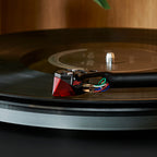 Ortofon 2M Red Stylus turntable stylus, in red, close-up
