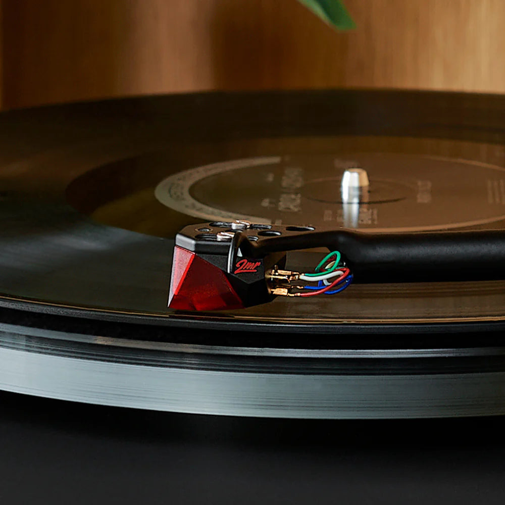 Ortofon 2M Red Stylus turntable stylus, in red, close-up