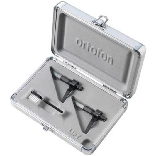 Ortofon Concorde Mix MK2 turntable cartridges, set in open protective case