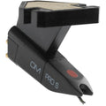 Ortofon OM Pro S turntable cartridge with stylus installed, designed for high-quality vinyl record playback.