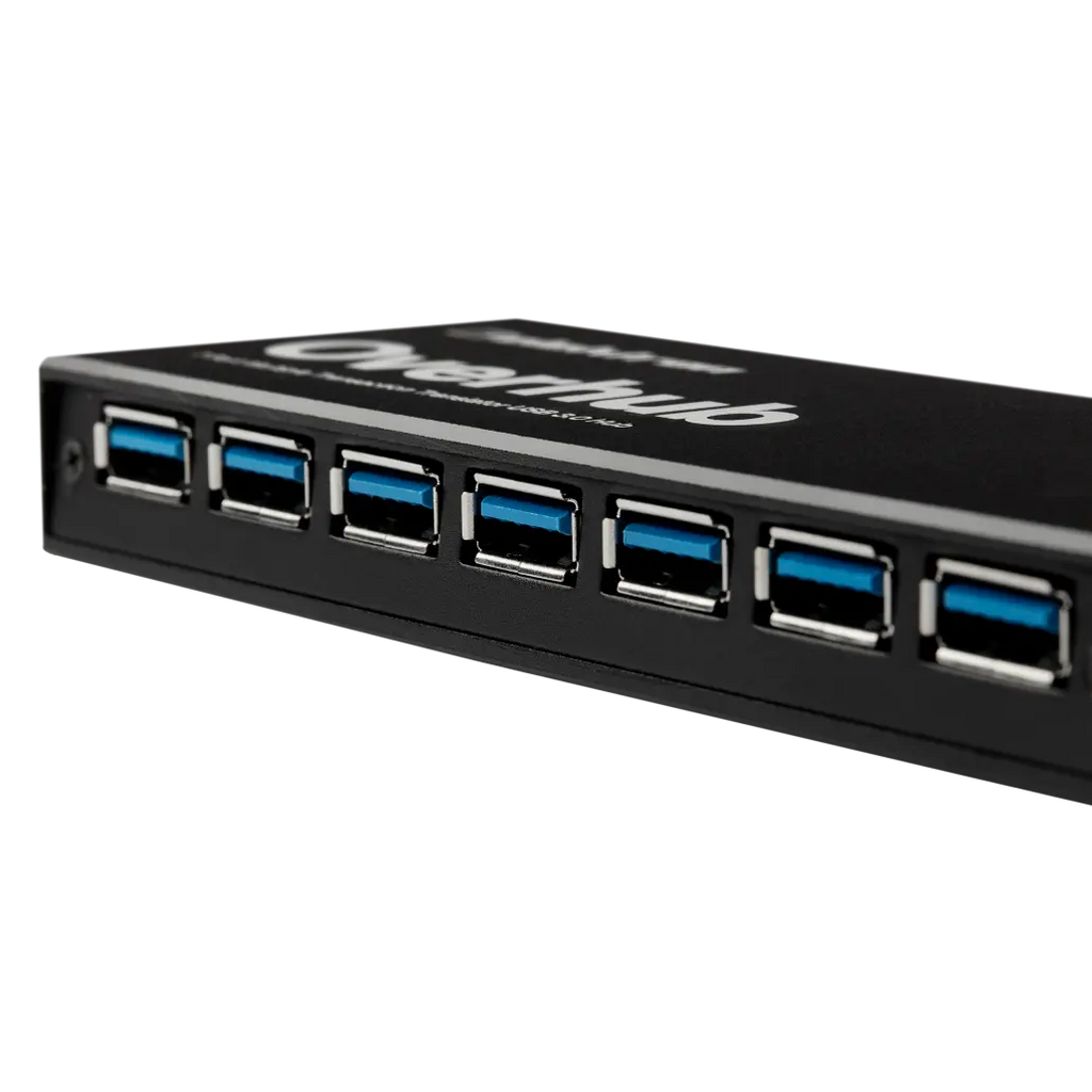 Elektron OH-7 Overhub docking station with multiple USB ports and sleek black design for seamless device connectivity.