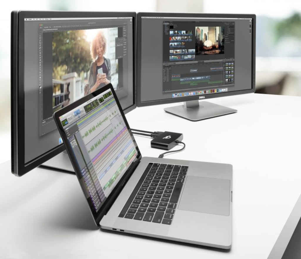 OWC Thunderbolt Mini Dock with dual 4K HDMI ports and USB hubs, compact black docking station for enhanced connectivity.