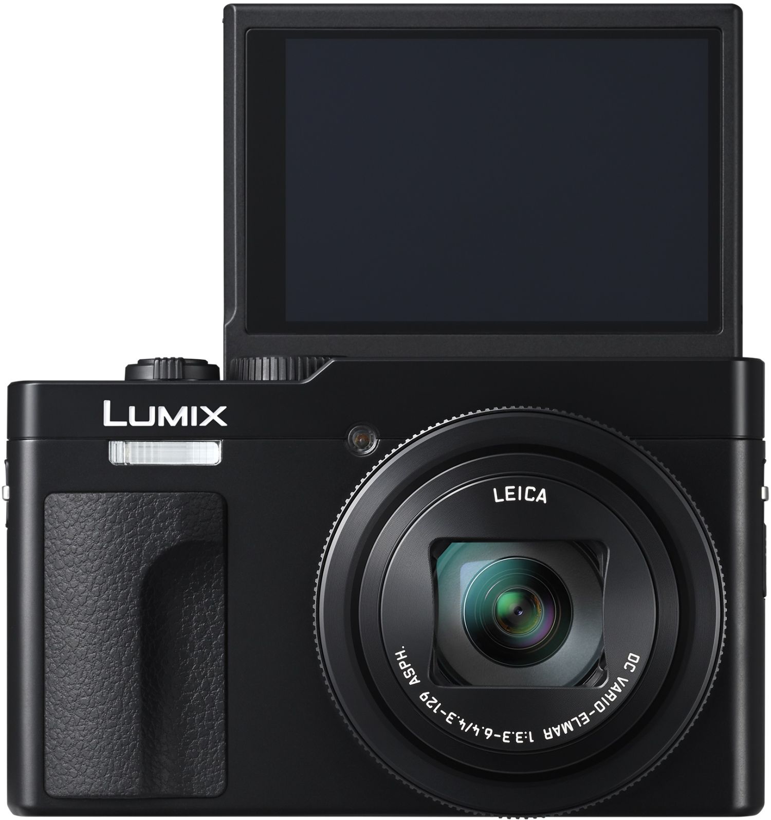 Panasonic Lumix TZ99 compact camera in black, front view