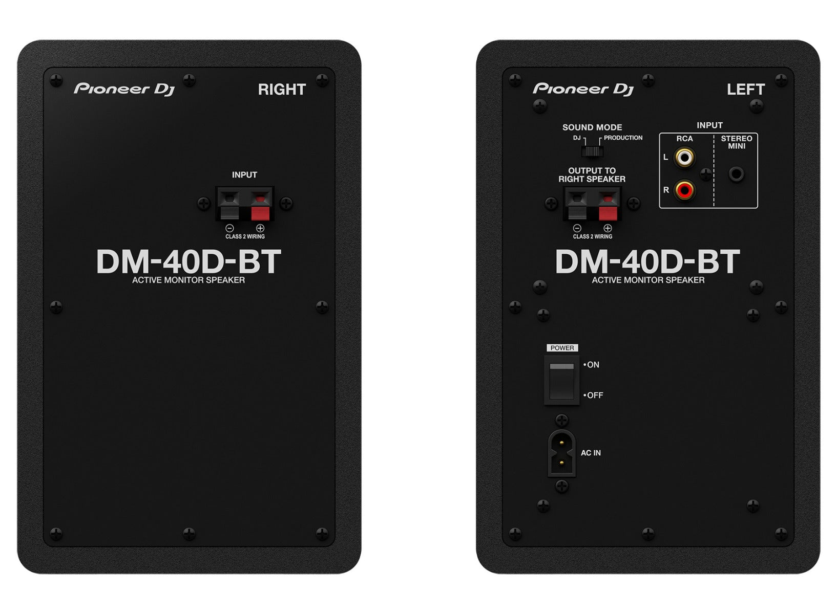 Pioneer DM-40D-BT desktop speakers, rear view