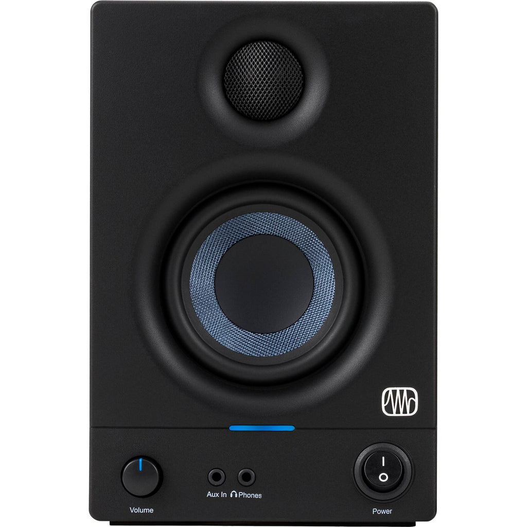 PreSonus Eris 3.5 2nd Gen desktop speakers, in black, lifestyle setting
