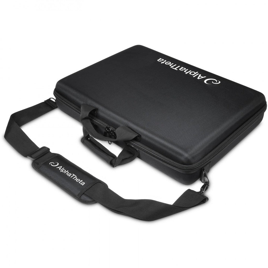AlphaTheta Omnis-Duo DJ hardcase bag with padded exterior and reinforced handles, designed for secure equipment transport.