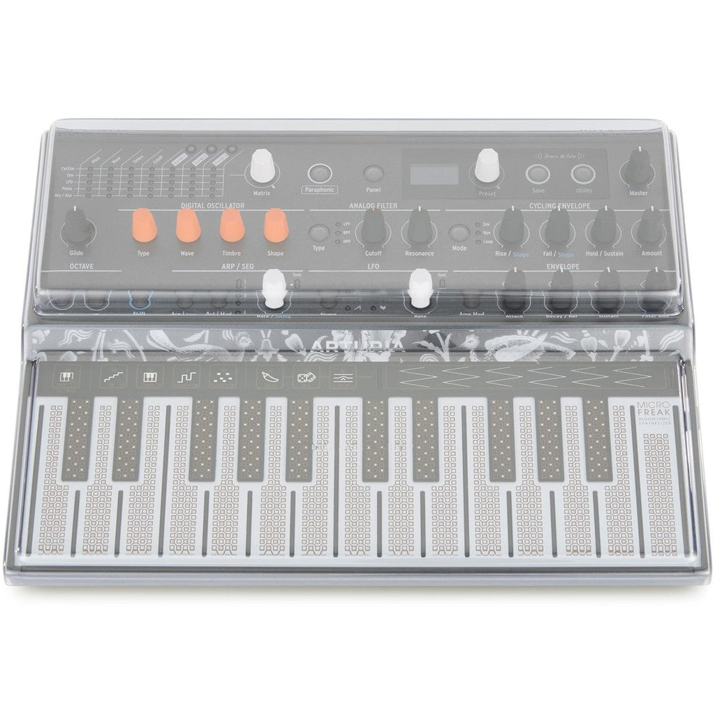 Decksaver Arturia Microfreak cover protecting the synthesizer from dust and scratches, made of durable transparent material.