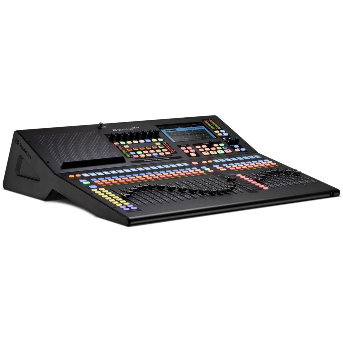 PreSonus StudioLive Series III SE 24 digital mixer with multiple knobs, faders, and input/output ports on a black control surface.