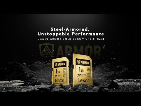 Lexar SDXC ARMOR Gold UHS-II U3, Stainless Steel, IP68 R280/W210 (V60) Memory Card