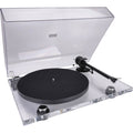 Pro-Ject XA B turntable with wooden plinth and tonearm, showcasing high-fidelity audio equipment in a sleek design.