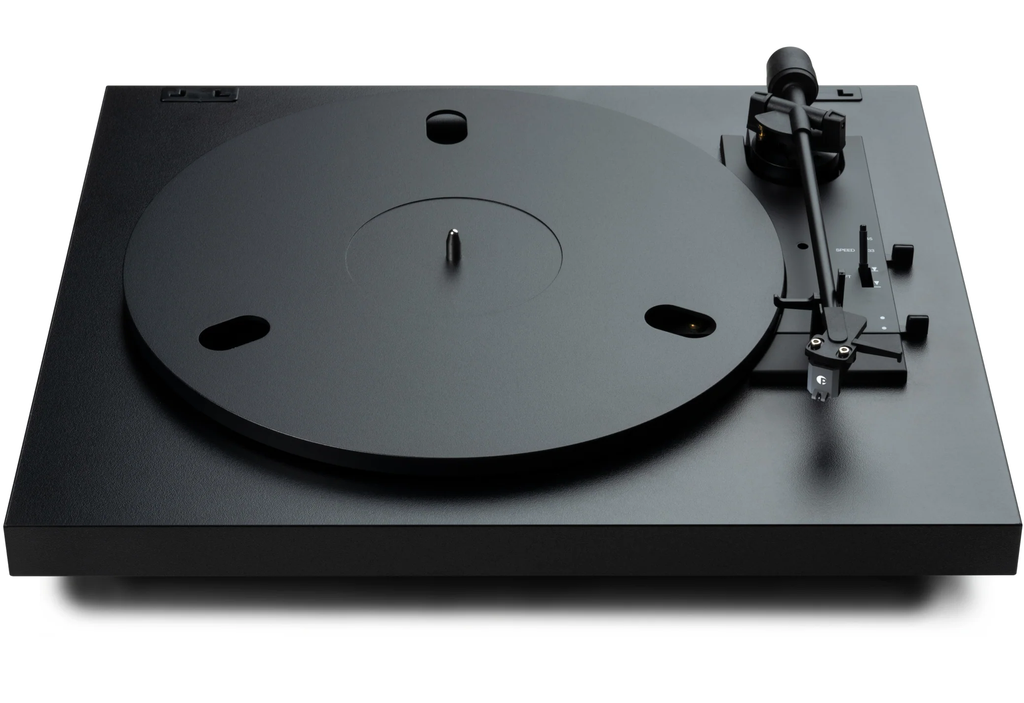 Pro-Ject Automat A1.2 turntable with sleek wooden finish and tonearm, showcasing its modern design and control buttons.
