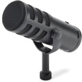 Samson Q9U dynamic microphone with black grille and sturdy build, ideal for live performances and studio recording.