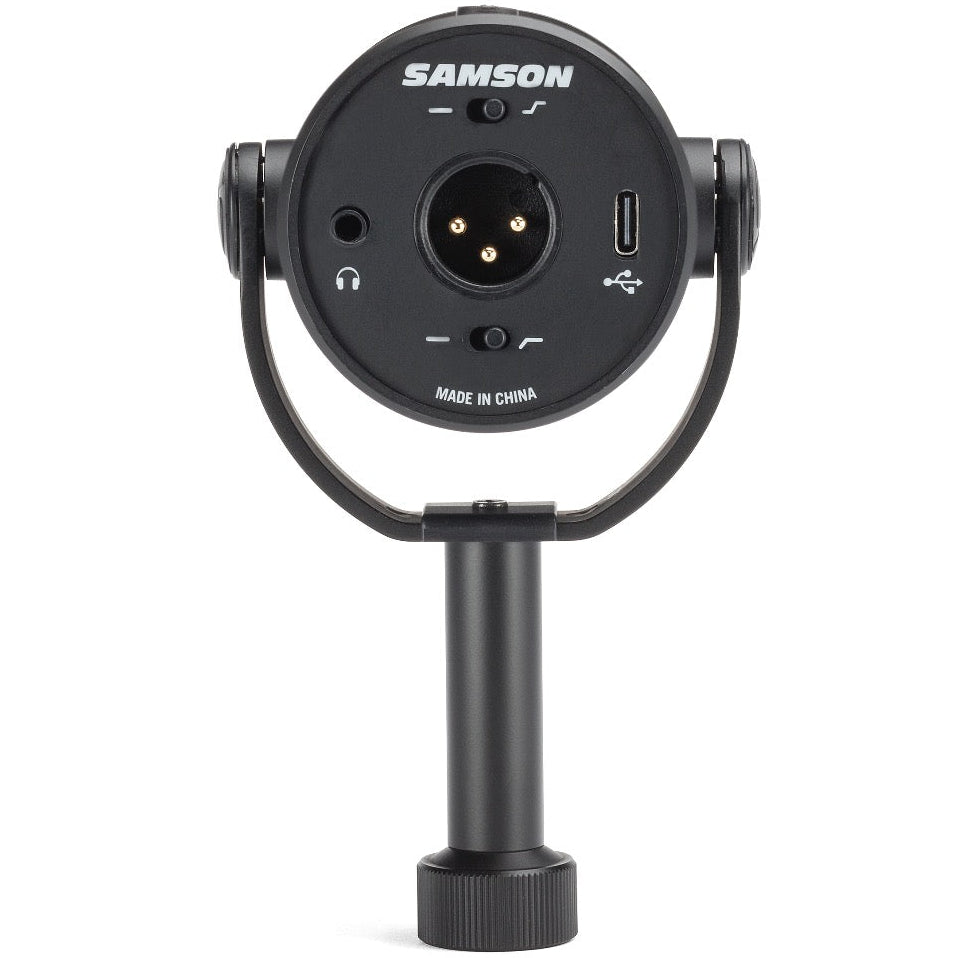 Samson Q9U dynamic microphone with a sleek design and adjustable cardioid pickup pattern for clear sound capture.