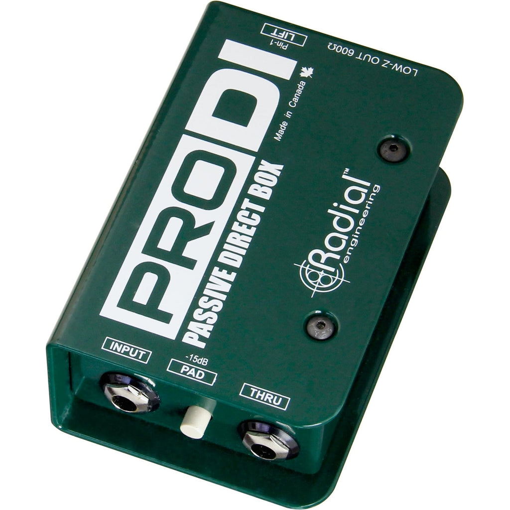 Radial Engineering ProDI DI box for professional audio signal conversion and impedance matching.