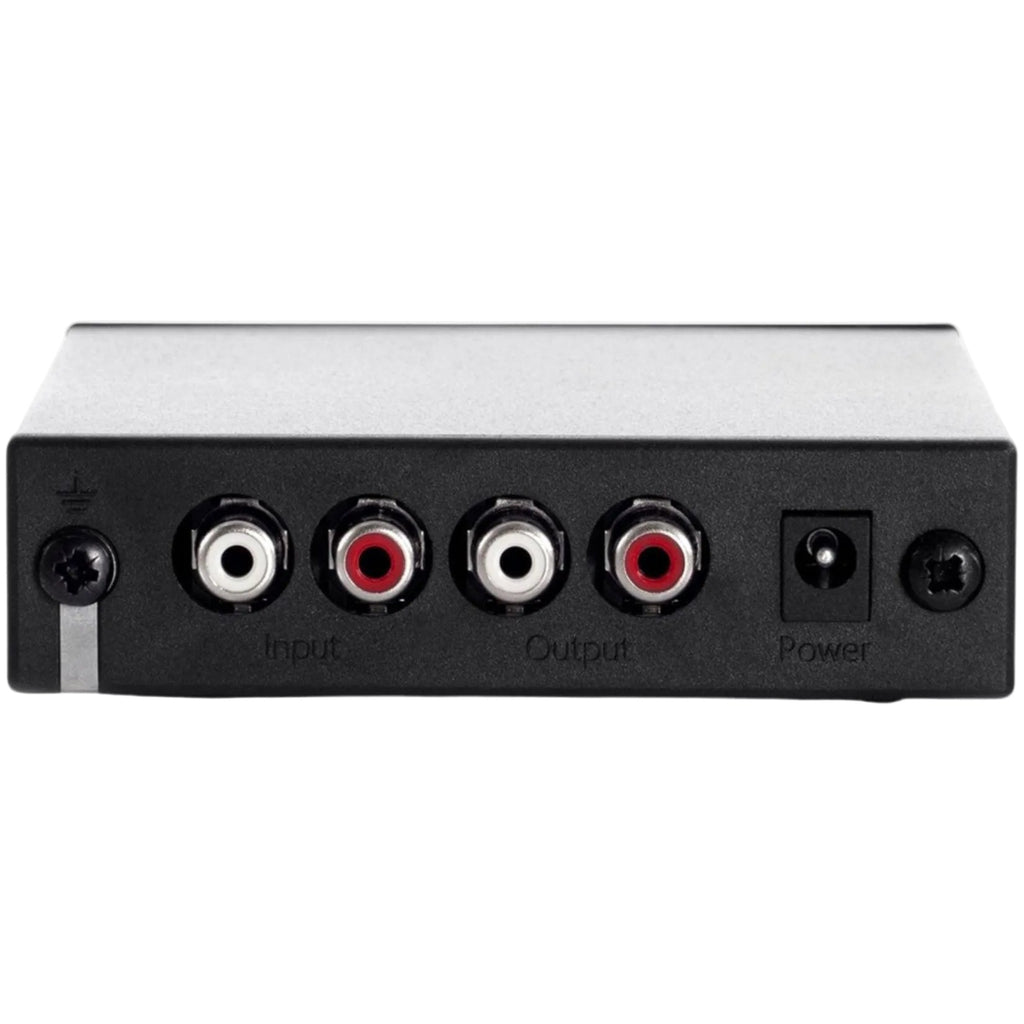 Rega Fono Mini A2D MK2 phono preamp, rear RCA inputs and outputs in black