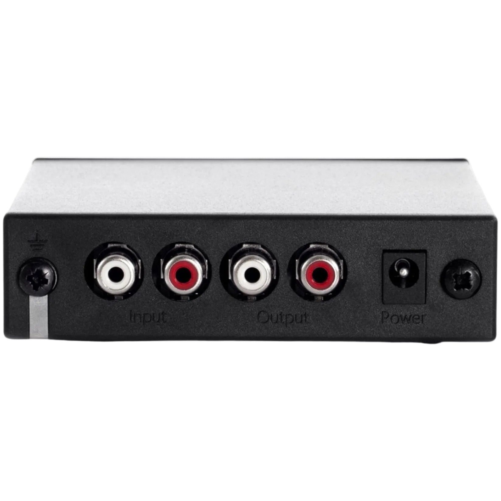 Rega Fono Mini A2D MK2 phono preamp, rear RCA inputs and outputs in black