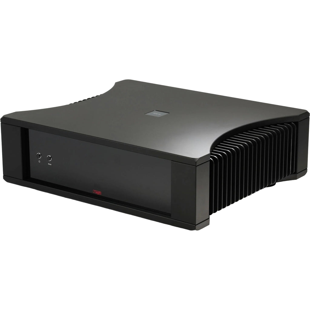 Rega Solis stereo amplifier with sleek black design, multiple control knobs, and input ports for high-quality audio performance.