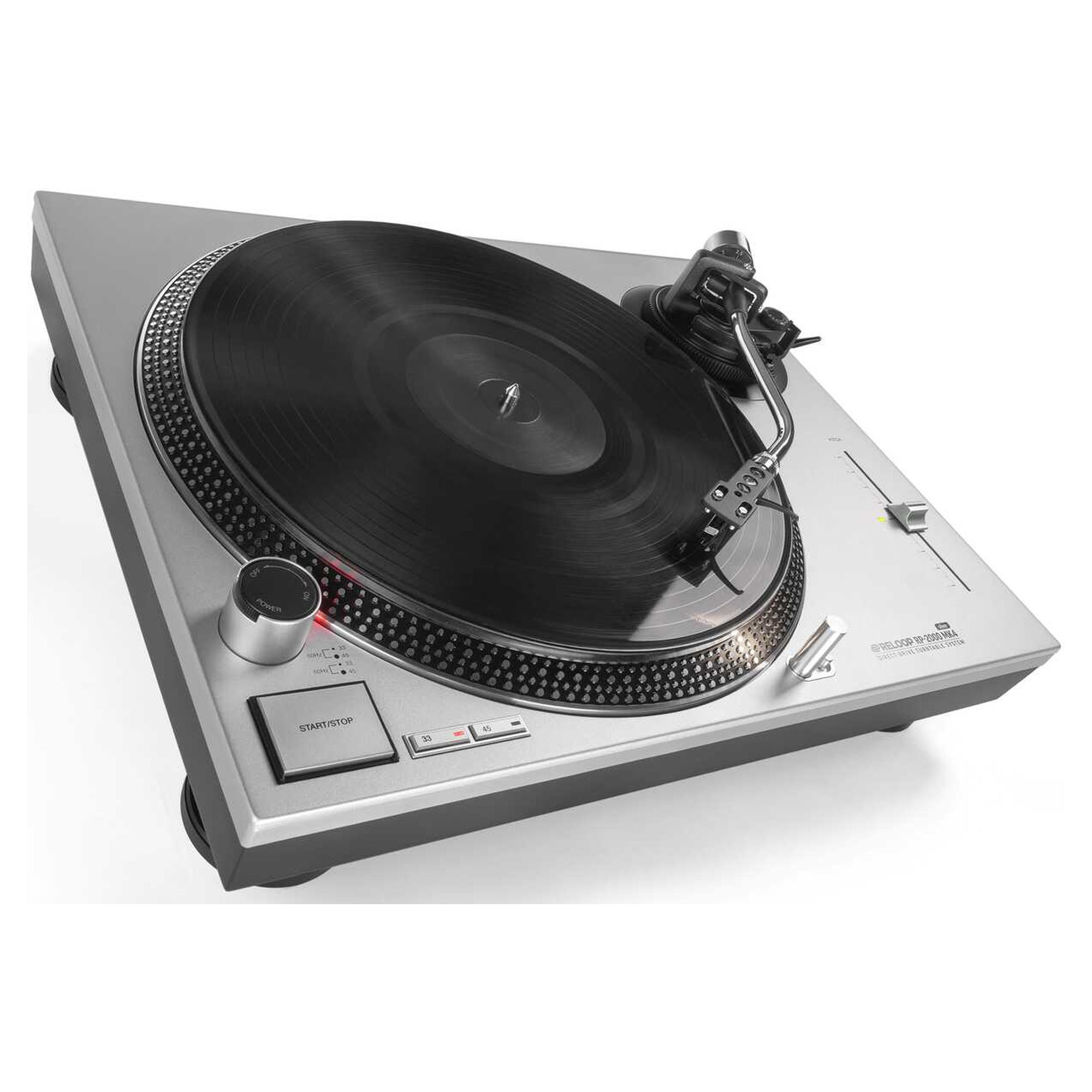 Reloop RP-2000 MK4 Silver DJ turntable, perspective view