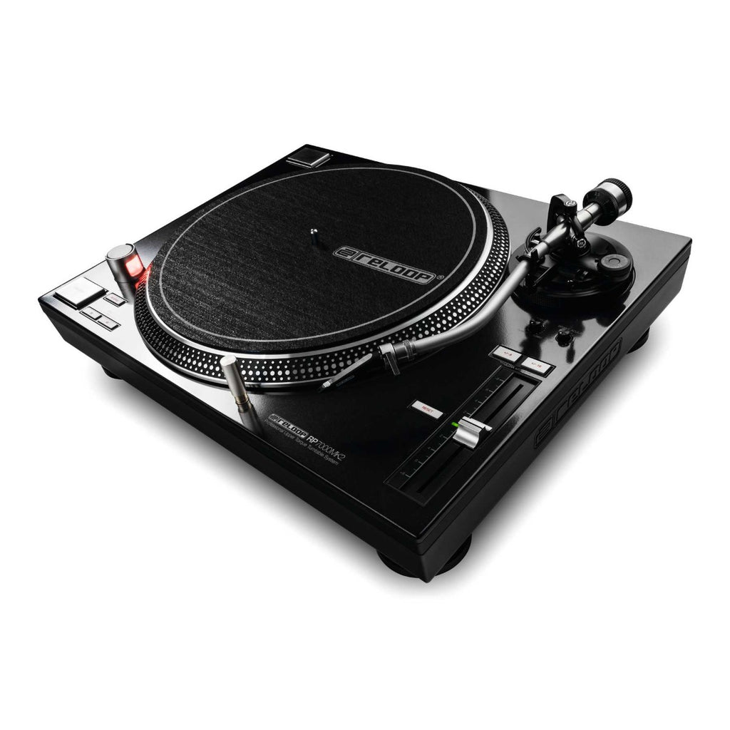Reloop RP-7000 MK2 DJ turntable, black, angle view