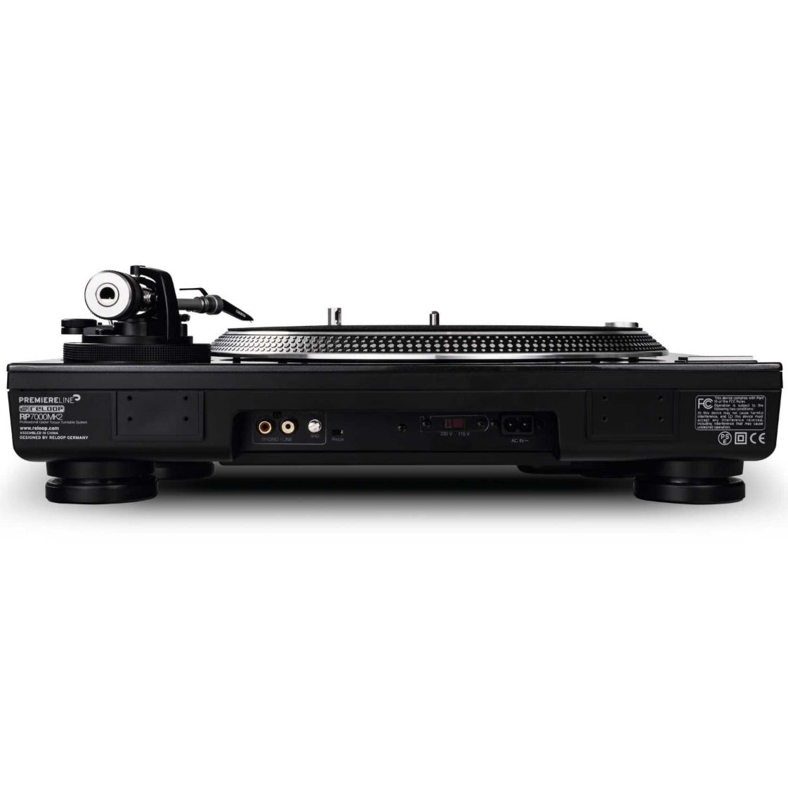Reloop RP-7000 MK2 DJ turntable, black, side view