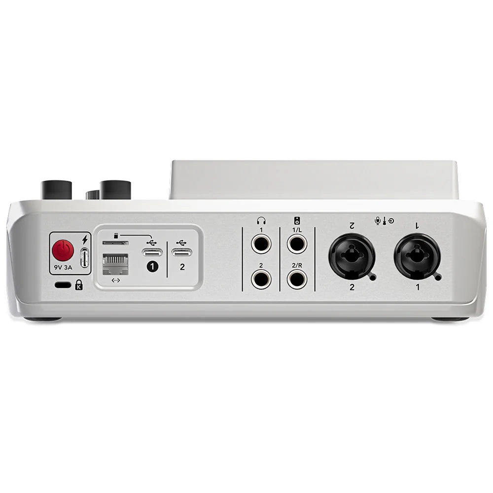 Rode RodeCaster DUO audio interface, white, in use