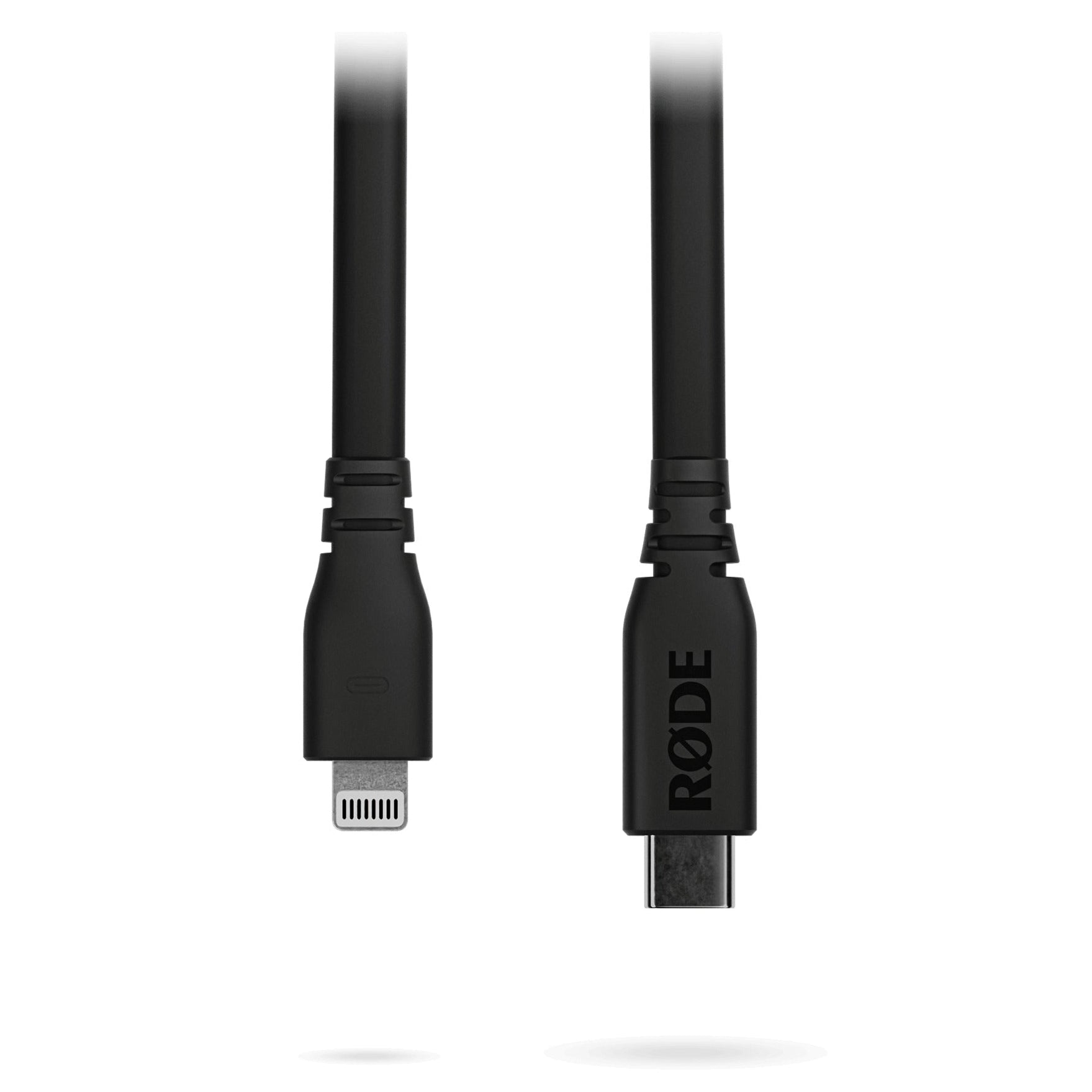 Rode SC19 USB-C to Lightning cable in black, 1.5 meters long, with a close-up of the cable head on a white background.
