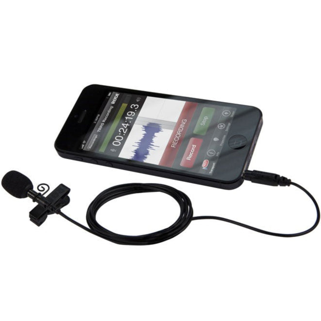 Rode smartLav+ lavalier microphone, clipped to clothing (view 3)