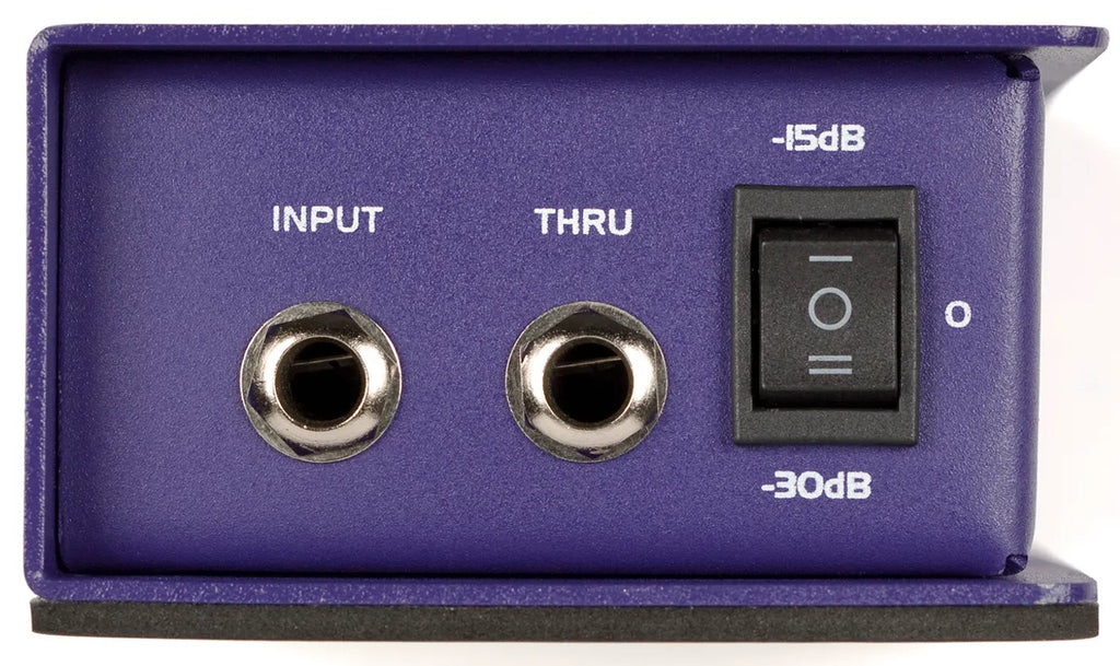 Samson MD1 Pro DI box showing input connections and audio interface for professional sound setup.
