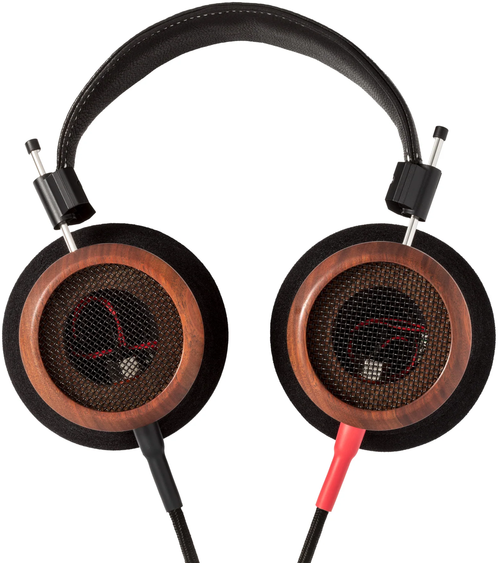 Close-up of Grado Signature S950 wired headphones with sleek design and premium ear cups, showcasing the high-quality audio equipment.