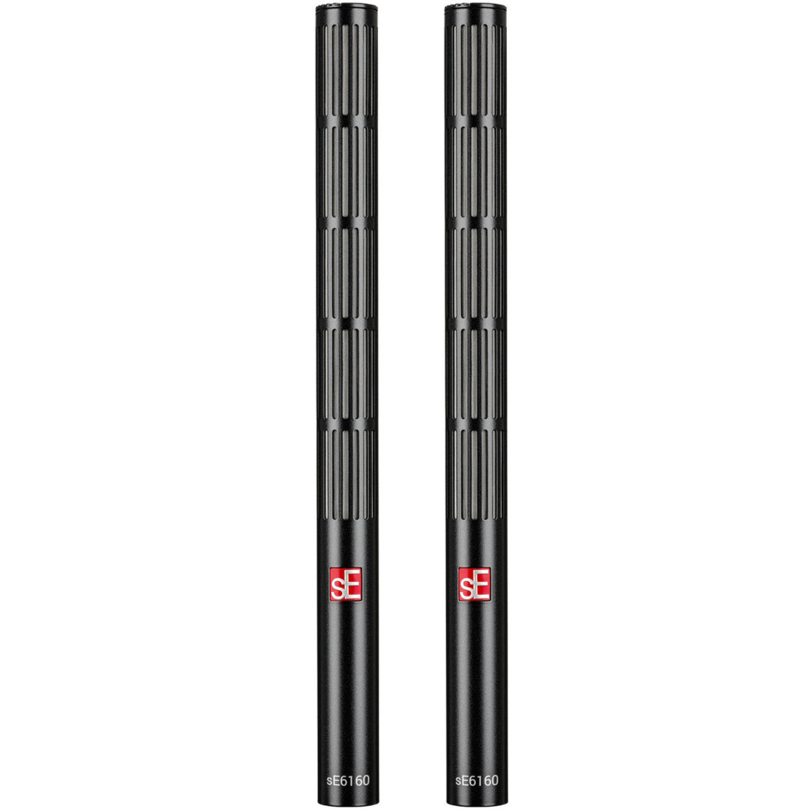 Pair of SE Electronics sE6160 shotgun microphones, professional studio-grade microphones with a sleek black finish.