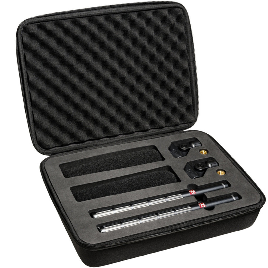 Pair of sE Electronics sE6160 shotgun microphones in a stereo case, showing the professional audio equipment and protective carrying case.