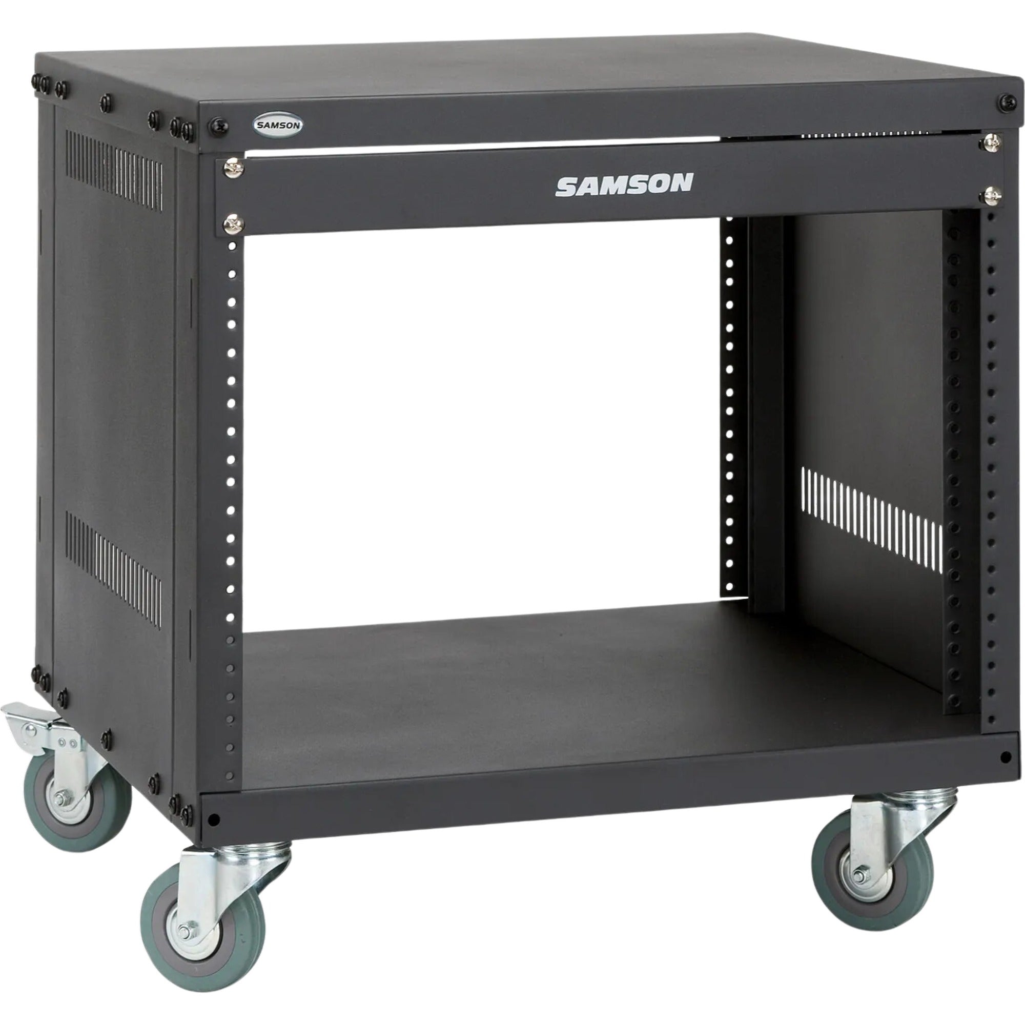Samson SRK8 Metal Rack 8U rackmount case with sturdy metal construction, suitable for professional audio and equipment storage.