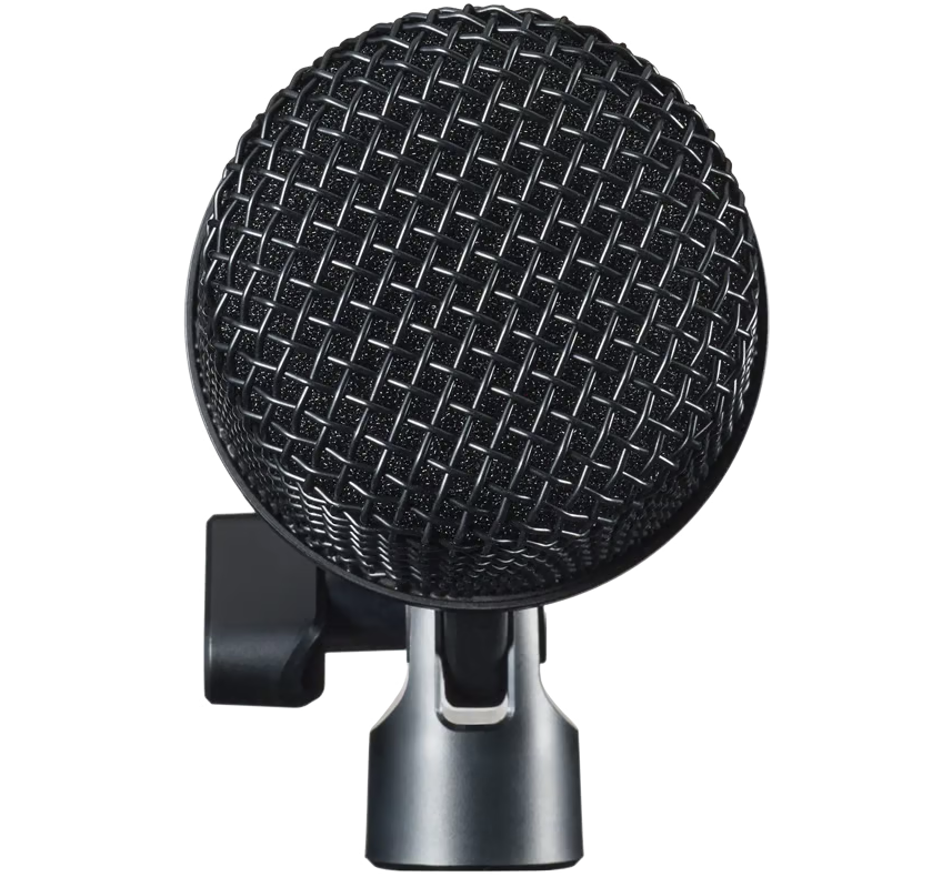 Shure Nexadyne 2 dynamic microphone shown in a screenshot, featuring a sleek black design with a grille and control features.