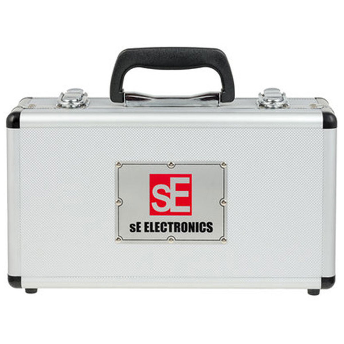 Stereo pair of SE Electronics sE8 condenser microphones with sleek black design, ideal for studio recording and professional audio.