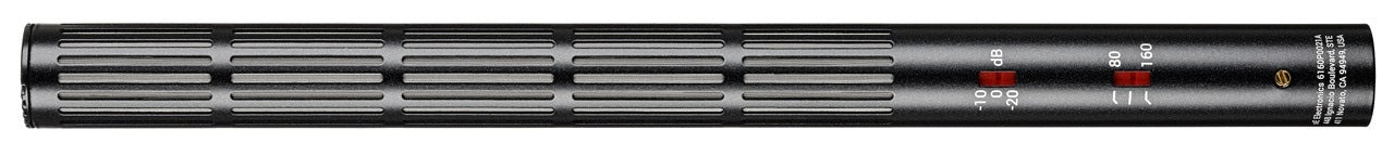 sE Electronics sE6160 shotgun microphone with wind filter, black body and professional audio recording equipment.
