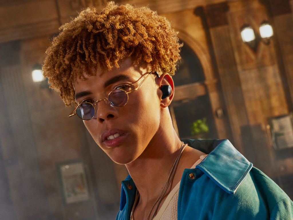 Sennheiser Accentum True Wireless true wireless earbuds, black, in use